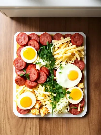 Easy Beef Sausage and Egg Casserole - ingredients preparation