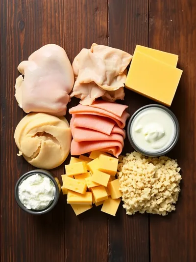 Chicken Turkey Cordon Bleu Casserole - ingredients preparation