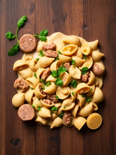 Creamy Beef and Shells - ingredients preparation