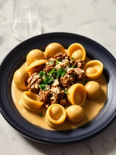 Creamy Beef and Shells - cooking process