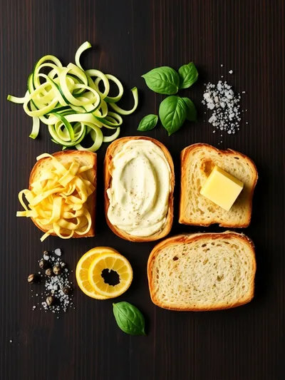 Crispy Zucchini Grilled Cheese - ingredients preparation