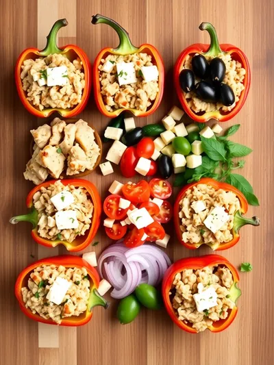 Mediterranean Chicken Stuffed Bell Peppers - ingredients preparation