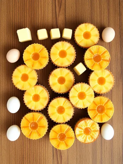 Mini Pineapple Upside-Down Cheesecakes - ingredients preparation