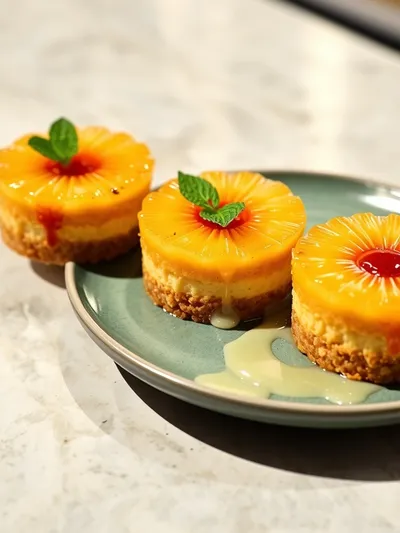 Mini Pineapple Upside-Down Cheesecakes - ready to serve