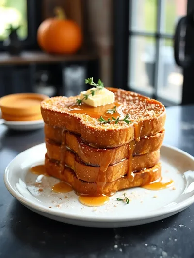 Pumpkin French Toast with Brown Sugar & Cinnamon Butter - cooking process