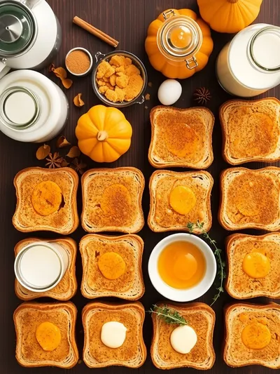 Pumpkin French Toast with Brown Sugar & Cinnamon Butter - ingredients preparation