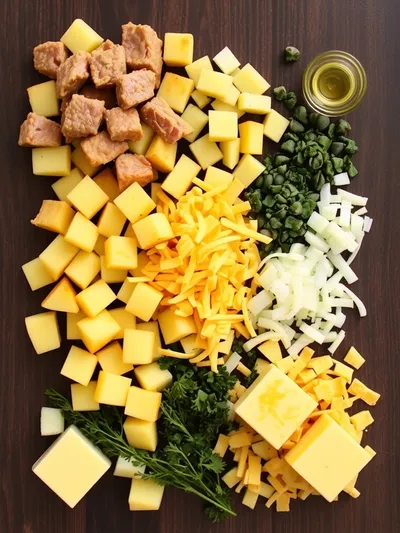 Slow Cooker Steak & Cheddar Potato Casserole - ingredients preparation