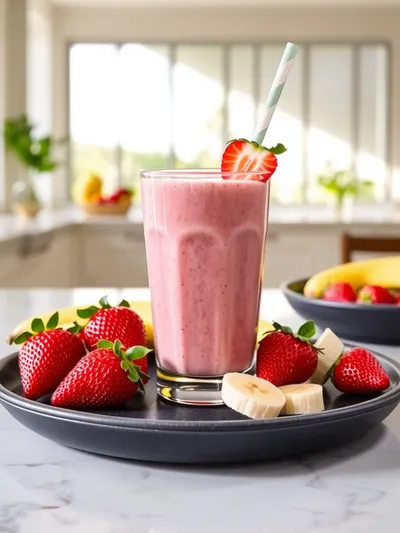 Strawberry Banana Smoothie Recipe - ready to serve