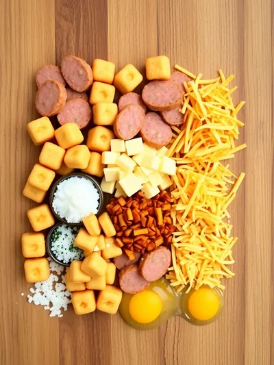 Tater Tot Sausage Breakfast Casserole Recipe - ingredients preparation
