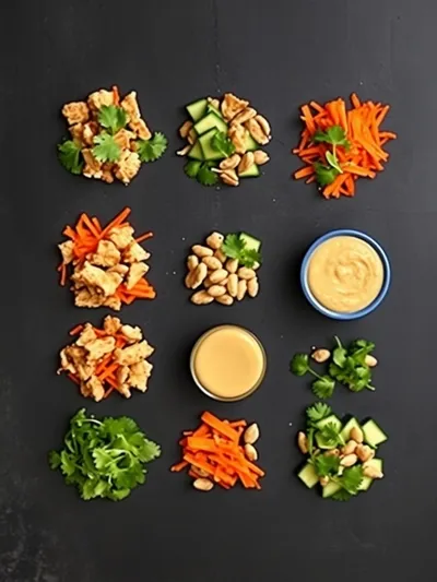Thai Peanut Chicken Wraps - ingredients preparation