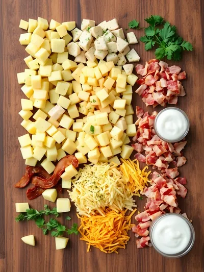 Turkey & Turkey Bacon Cheesy Potatoes - ingredients preparation